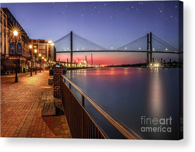 Evening Acrylic Print featuring the photograph Evening on the Savannah Riverwalk by Shelia Hunt