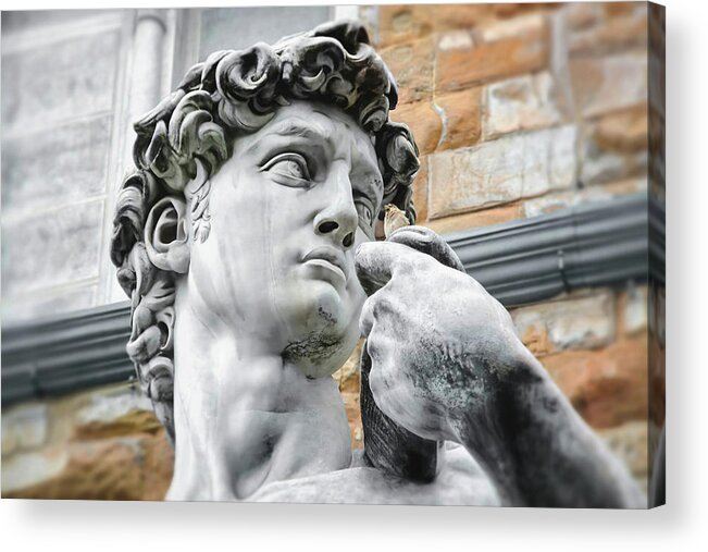 David Acrylic Print featuring the photograph Face of David by Michelangelo Florence Italy by Carol Japp