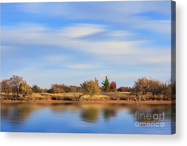 Lake Hefner Acrylic Print featuring the photograph Fall at Lake Hefner by Richard Smith