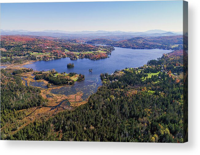 Joes Pond Acrylic Print featuring the photograph Fall Foliage at Joe's Pond From Cabot, Vermont by John Rowe
