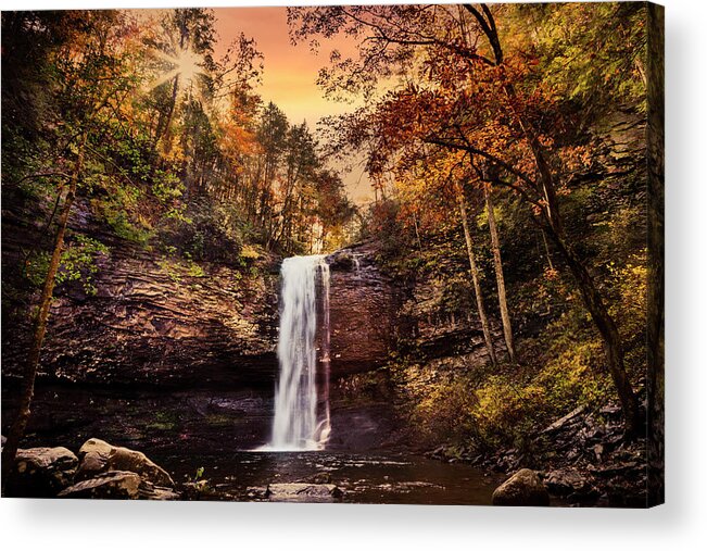Cherokee Acrylic Print featuring the photograph Falling into Sunrise Autumn Pools by Debra and Dave Vanderlaan