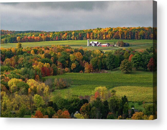 Farm Acrylic Print featuring the photograph Farmhouse Among the Autumn Colors by Nicole Lloyd