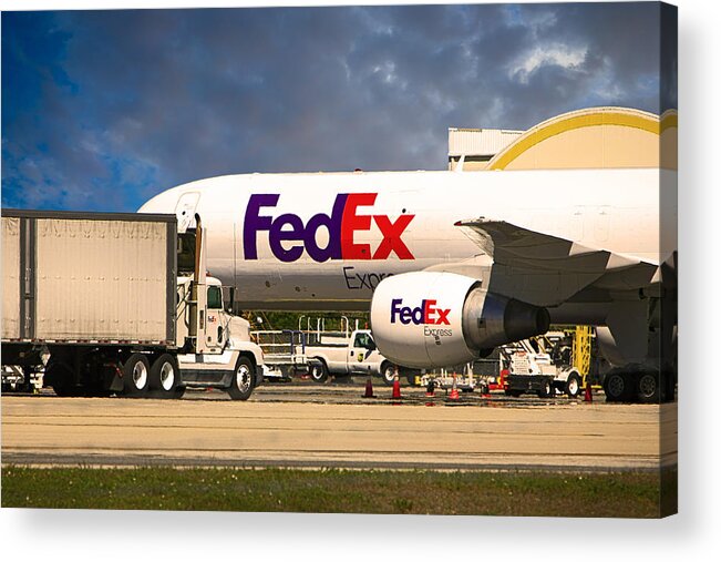 Fedex Acrylic Print featuring the photograph FedEX Boeing 767 by Chris Smith
