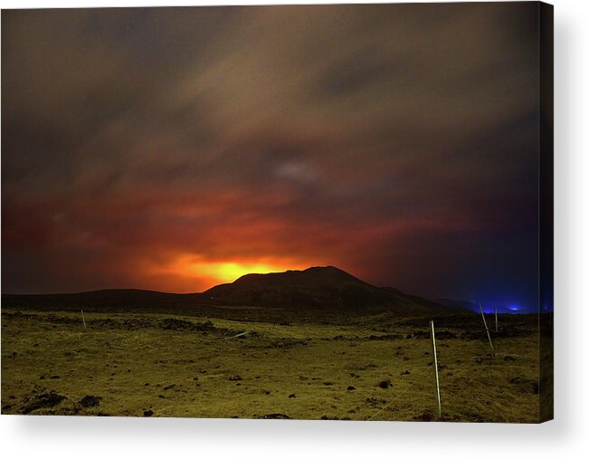 Volcano Acrylic Print featuring the photograph Fire at the farm by Christopher Mathews