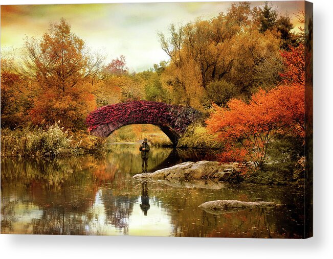 Bridge Acrylic Print featuring the photograph Fishing at Gapstow by Jessica Jenney
