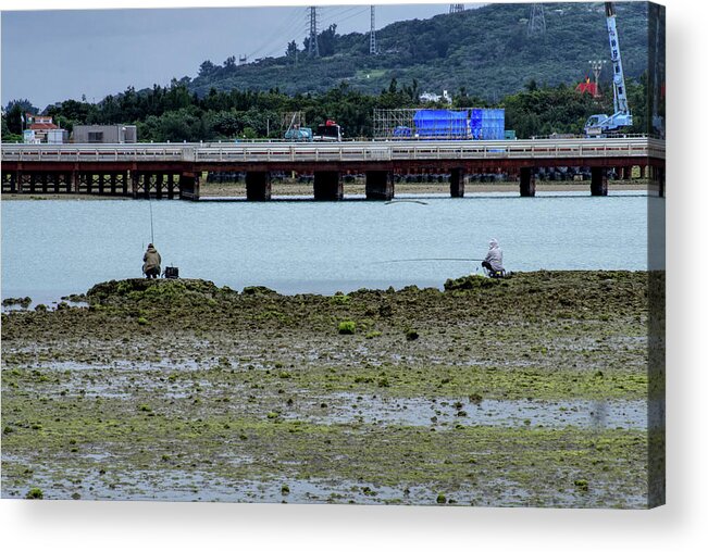 Fishing Acrylic Print featuring the photograph Fishing at Low tide by Eric Hafner