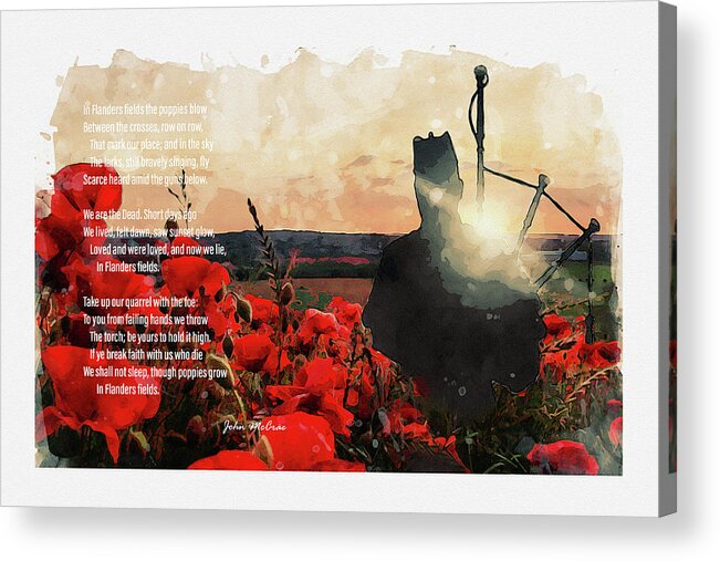 Soldier Poppies Acrylic Print featuring the digital art Flanders Field by Airpower Art