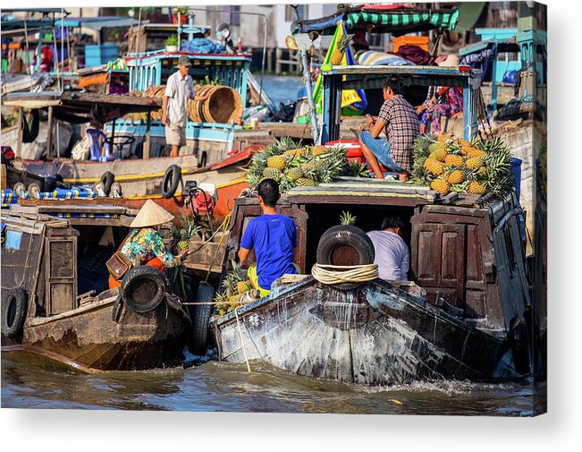 Cai Rang Acrylic Print featuring the photograph Floating Market Scene by Arj Munoz