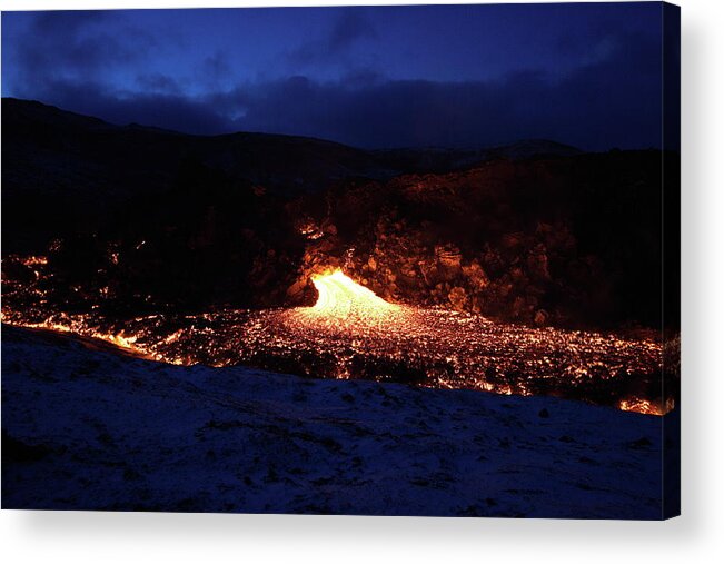 Volcano Acrylic Print featuring the photograph Flow of fire by Christopher Mathews