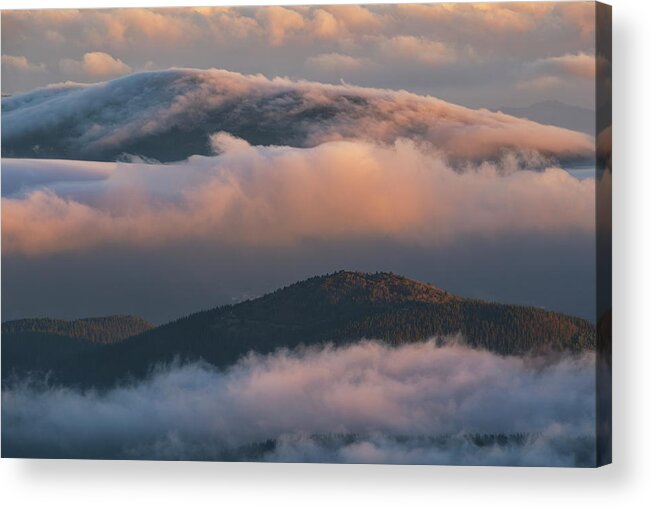 Landscape Acrylic Print featuring the photograph Foggy sunrise by Natura Argazkitan