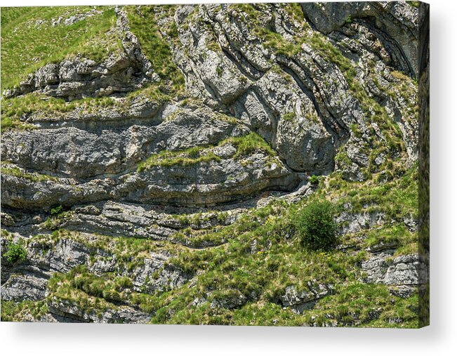 Stone Acrylic Print featuring the photograph Folds Of Rock In Mountains - Background by Mikhail Kokhanchikov