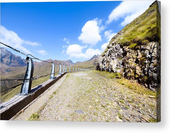 Mountain Pass Acrylic Print featuring the photograph Footpath in paso gavia in lombardy by Gina Pricope
