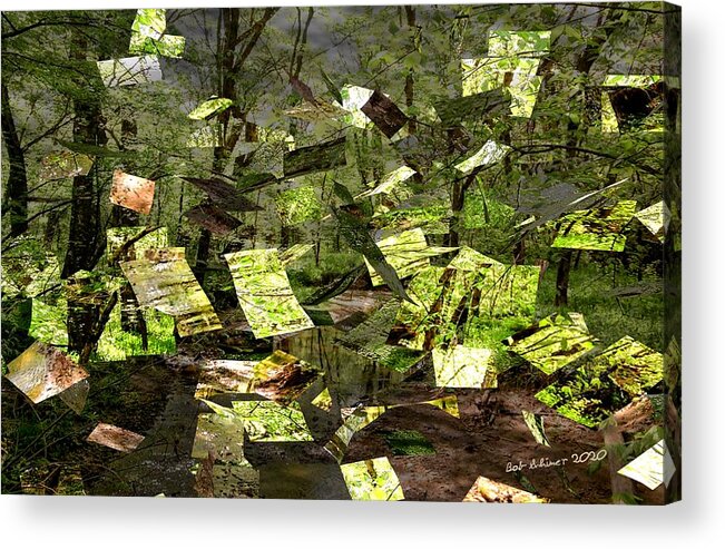 Digital Woods Trees Acrylic Print featuring the digital art Fractured Arboreal by Bob Shimer