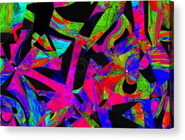 Digital Abstract Acrylic Print featuring the digital art Fractured Rainbow by Bob Shimer