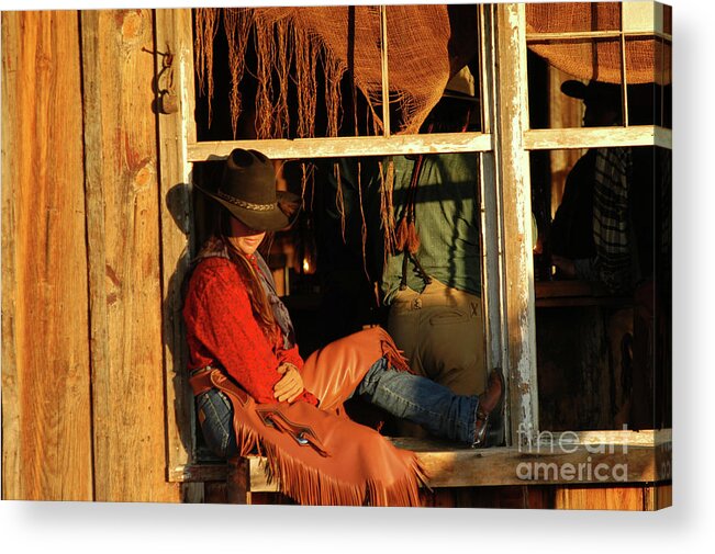 Cowboy Acrylic Print featuring the photograph Front window by Jody Miller