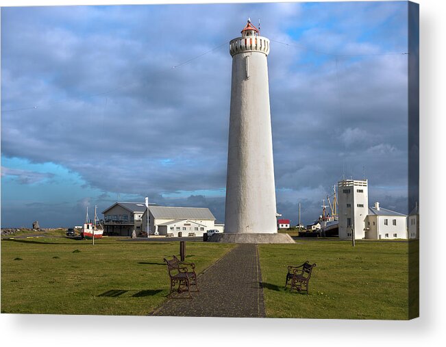 Iceland Acrylic Print featuring the photograph Gardur lighthouse on Reykjanes Peninsula by RicardMN Photography