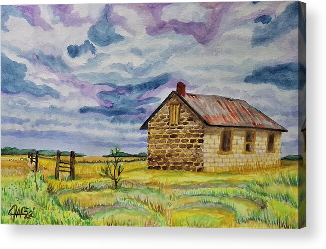 Art Acrylic Print featuring the painting Geary County School House by The GYPSY