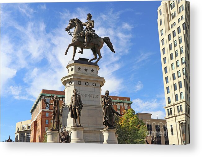 George Washington Acrylic Print featuring the photograph George Washington Statue in Capitol Square Park Richmond Virginia 8709 by Jack Schultz