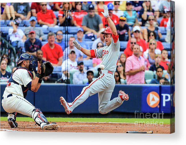 Atlanta Acrylic Print featuring the photograph Gerald Laird and Chase Utley by Daniel Shirey