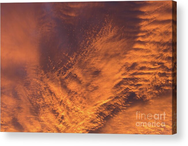 Clouds Acrylic Print featuring the photograph Glowing sunset sky with deep orange clouds by Adriana Mueller