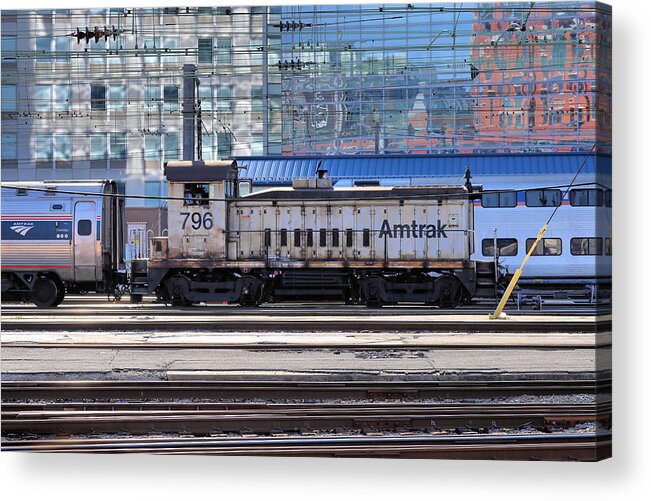 Railroad Acrylic Print featuring the photograph 'Goat' Getting It Done Amidst the Glamour by Steve Ember