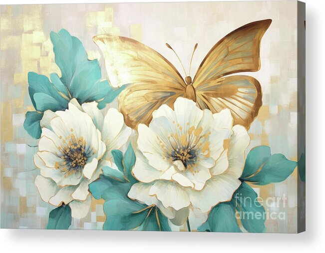 Butterfly Acrylic Print featuring the painting Golden Butterfly by Tina LeCour