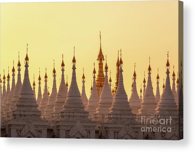Mandalay Acrylic Print featuring the photograph Golden hour in Mandalay, Myanmar by Delphimages Photo Creations