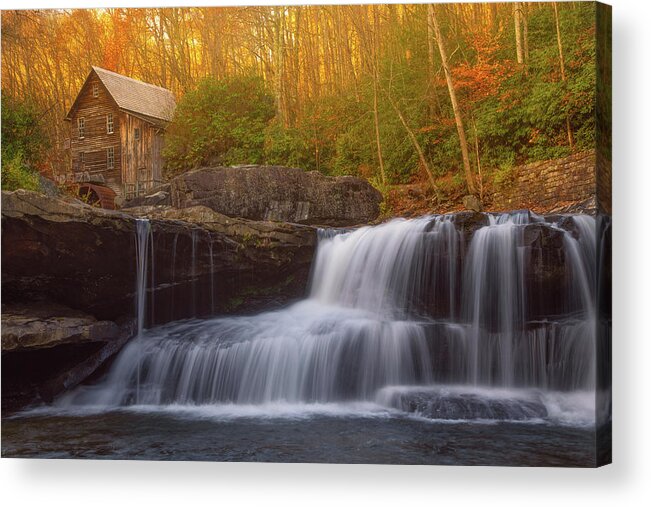 Grist Mill Acrylic Print featuring the photograph Golden Light At the Grist Mill by Darren White