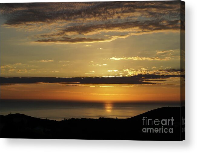 Clouds Acrylic Print featuring the photograph Golden sunrise over the sea by Adriana Mueller