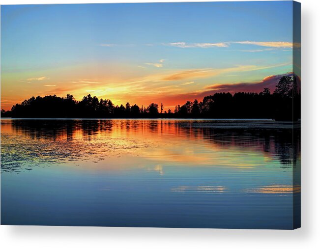 Upnorth Acrylic Print featuring the photograph Golden Sunset Over Burrows Lake by Dale Kauzlaric