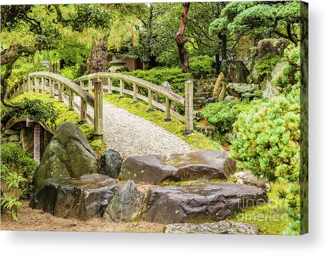 Bridge Acrylic Print featuring the photograph Gonaitei garden at Kyoto imperial palace by Lyl Dil Creations