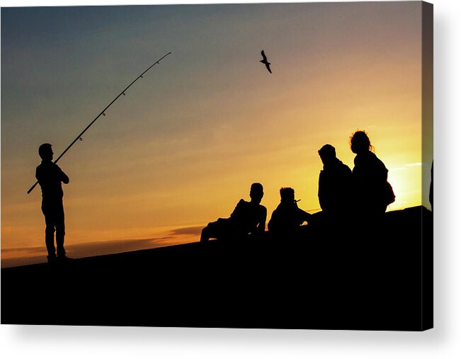 Howth Acrylic Print featuring the photograph Fishing for the Sun - Howth, Dublin by John Soffe