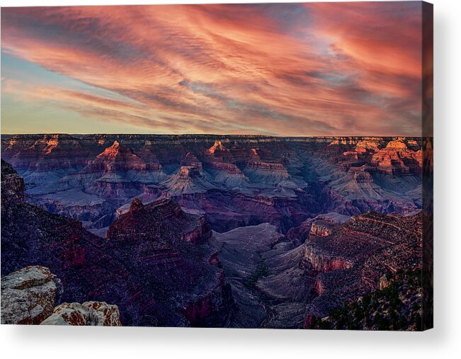 Grand Canyon Acrylic Print featuring the photograph Grand Canyon - Sunset View from Bright Angel Lodge Area by Amazing Action Photo Video
