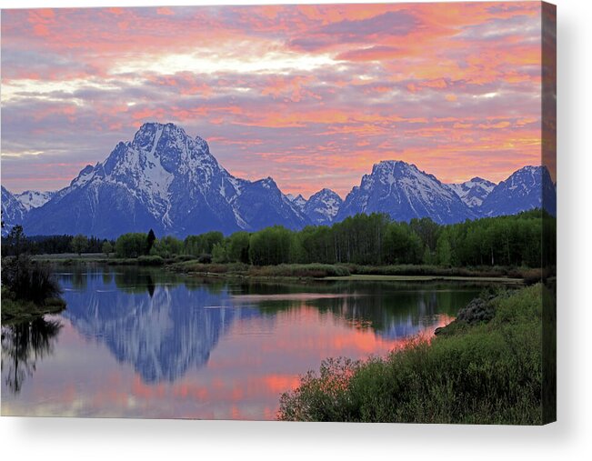 Oxbow Bend Acrylic Print featuring the photograph Grand Teton National Park - Oxbow Bend Snake River by Richard Krebs