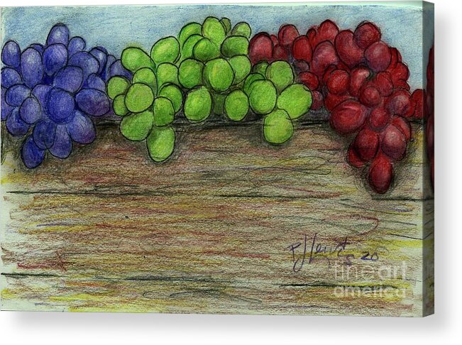 Food Acrylic Print featuring the drawing Grapes by PJ Lewis