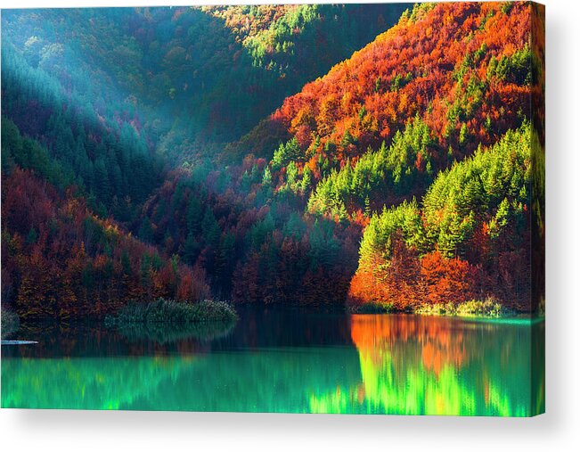 Bulgaria Acrylic Print featuring the photograph Green Lake by Evgeni Dinev
