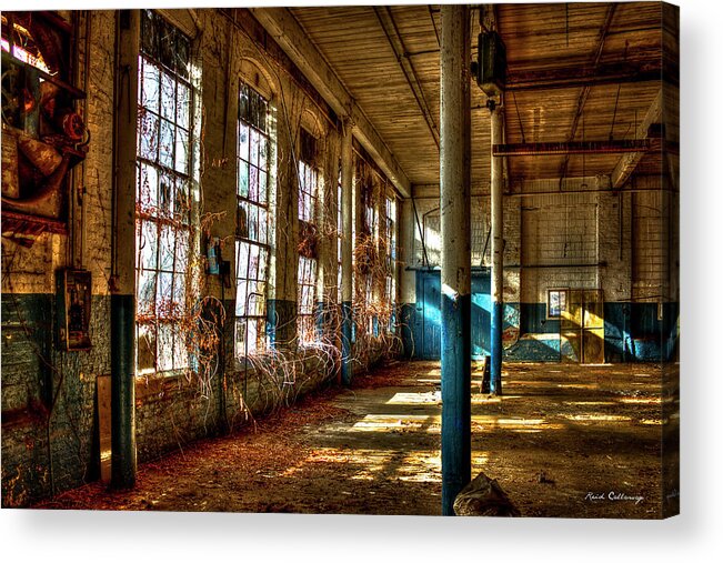 Reid Callaway Outside Coming In Acrylic Print featuring the photograph Greensboro GA Mary Leila Cotton Mill Vines Of Time Historic Architectural Art by Reid Callaway