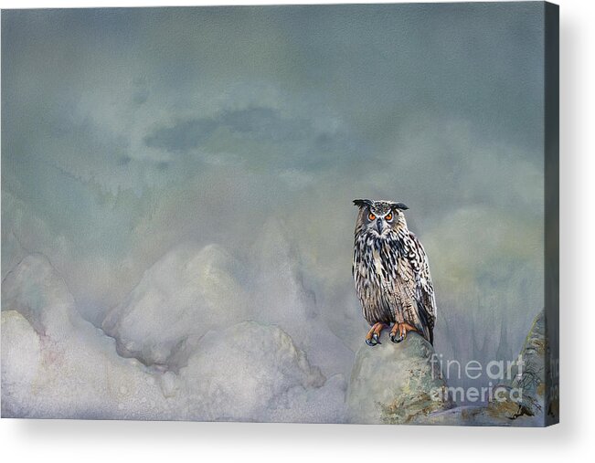 Owl Acrylic Print featuring the painting Guardian by J W Baker