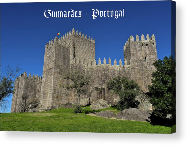 Castle Of Guimaraes Acrylic Print featuring the photograph Guimaraes Castle Postcard by Angelo DeVal