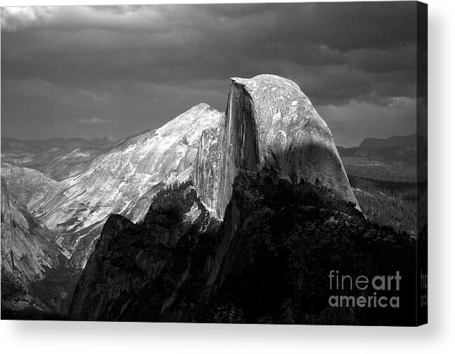 Yosemite Acrylic Print featuring the photograph Half Dome Yosemite Award Winner BW by Chuck Kuhn