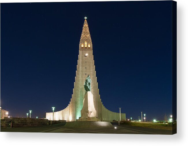 Reykjavik Acrylic Print featuring the photograph Hallgrimskirkja Church of Iceland by Thienthongthai Worachat
