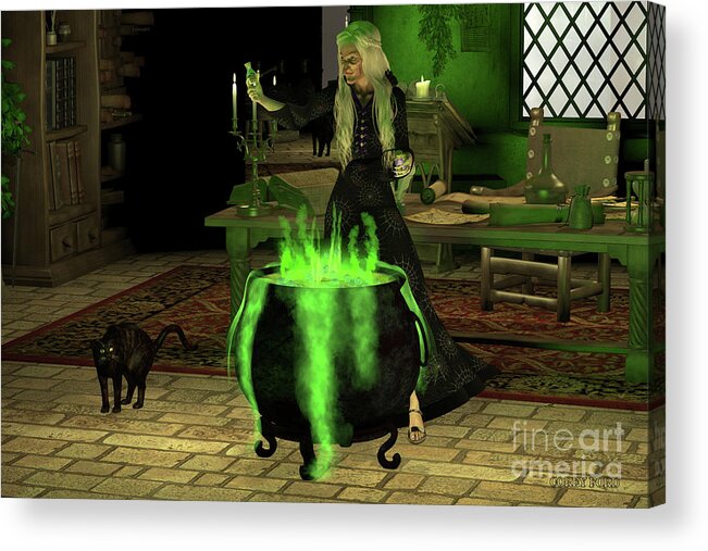 Witch Acrylic Print featuring the digital art Halloween Witch by Corey Ford