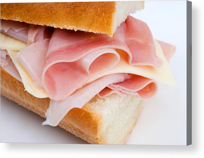 Unhealthy Eating Acrylic Print featuring the photograph Ham and cheese sandwich by Juanmonino