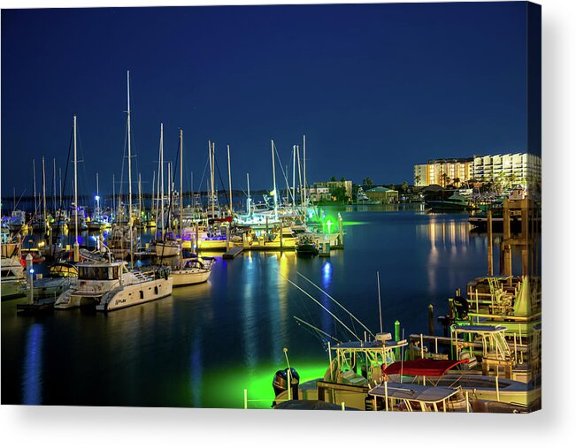 Long Exposure Acrylic Print featuring the photograph Harbor Lights by Terry Walsh