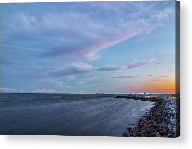 Sunset Acrylic Print featuring the photograph Harkes Island Sunset Over Core Sound by Bob Decker