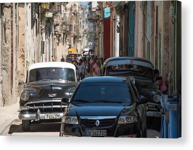 Cuba Acrylic Print featuring the photograph Havana Traffic by Paul Plaine