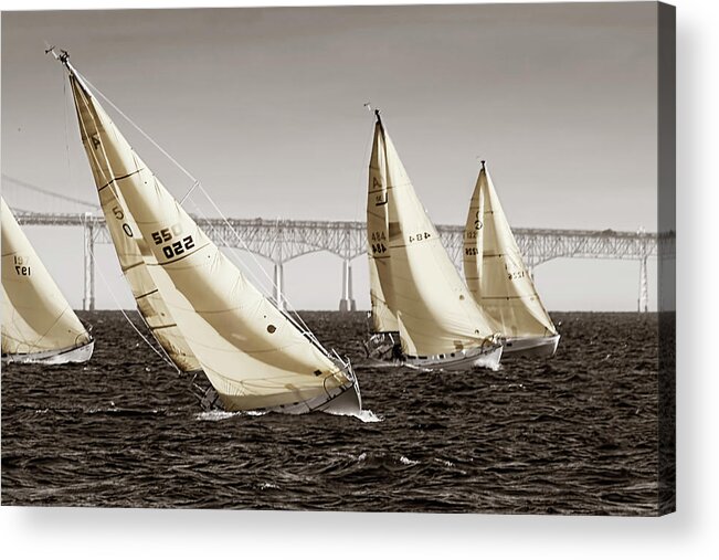 Sepia Acrylic Print featuring the photograph Heading Up -2 by Alan Hausenflock