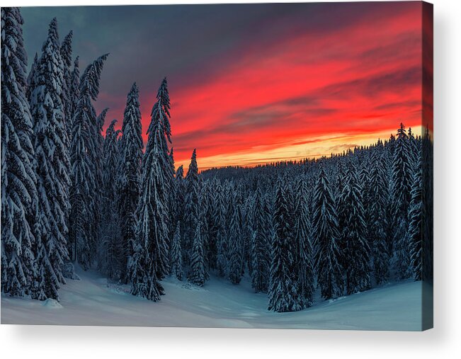 Bulgaria Acrylic Print featuring the photograph Heavens In Flames by Evgeni Dinev