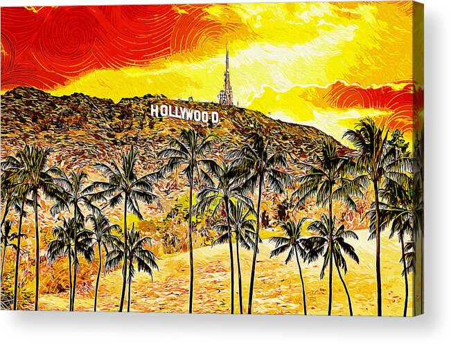 Hollywood Hills Hollywood CA Canvas Wall Art - 36 x 12