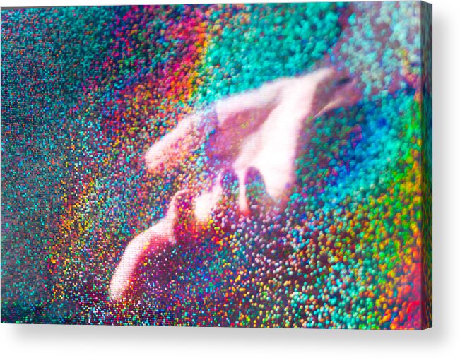 Art Acrylic Print featuring the photograph Hologram color paper reflection by MamiGibbs